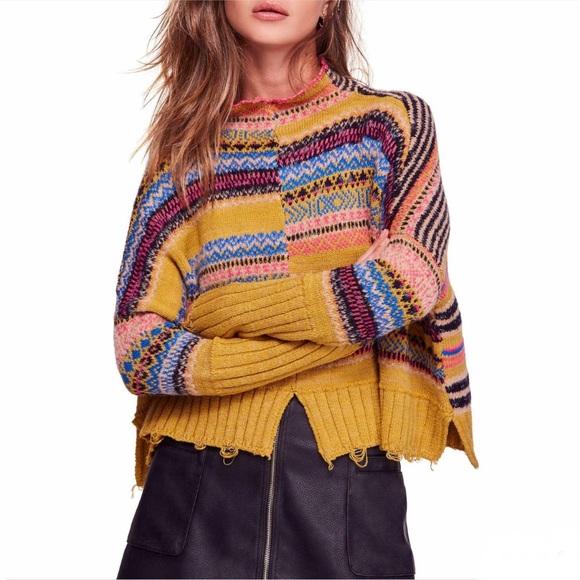 Free People Sweaters - Free People ‘All the Pattern’ Mock Neck Pullover